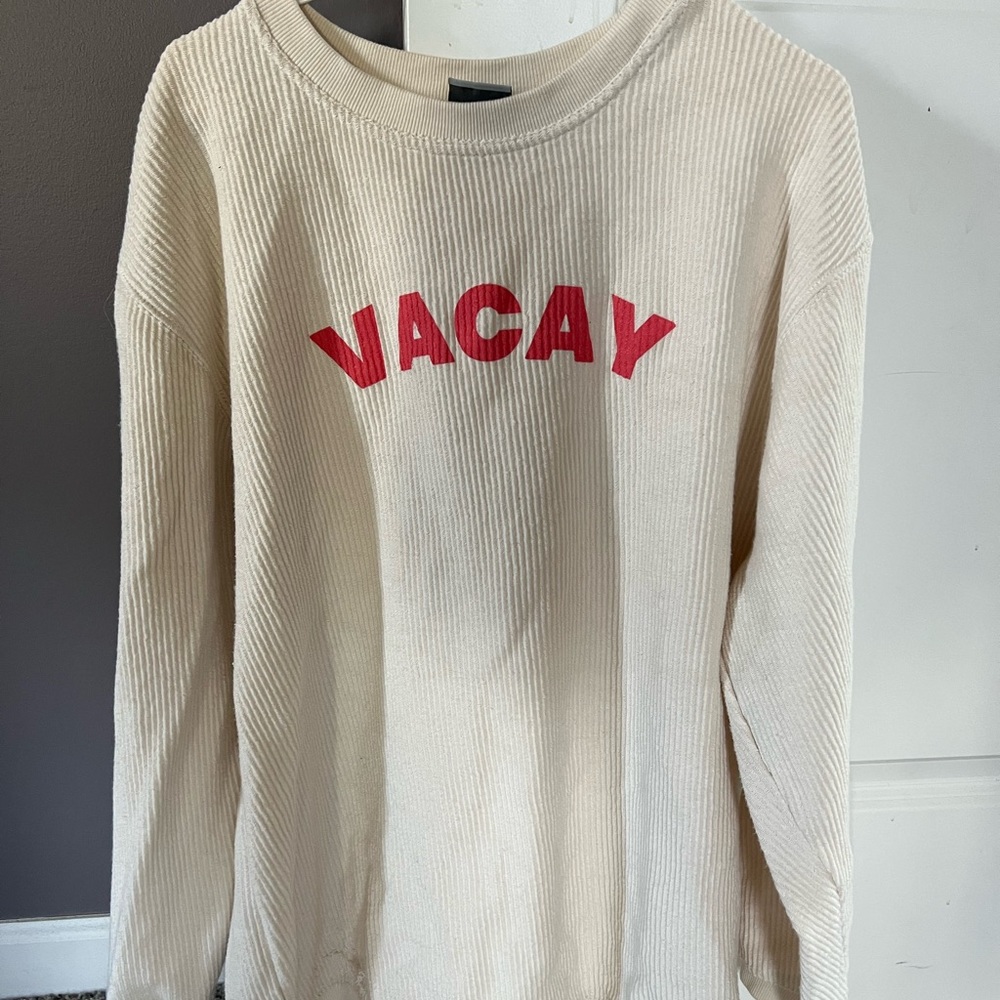 VACAY CORDED CREW SWEATSHIRT- Pink lily